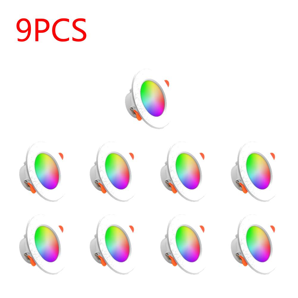 1-10PCS Tuya Bluetooth Smart Downlight Full Color Dimmable LED Ceiling Recessed Down Light Bluetooth Control Spotlight 10W