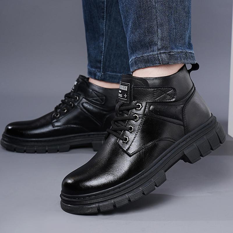 New Men's 2024 Winter Fashion High-top Shoes British Style Outdoor Casual Non-slip High-top Retro Lace Trendy Work Boots 38-44