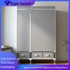 Reinforced Cloth Wardrobe with 3 Storage Boxes, Thick 19mm Steel Frame, 112CM Long