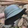 New Autumn and Winter PU Leather Basin Hat Enlarged and Deepened XXL Size Plus Fisherman Hat Black Men's Big Head Circumference