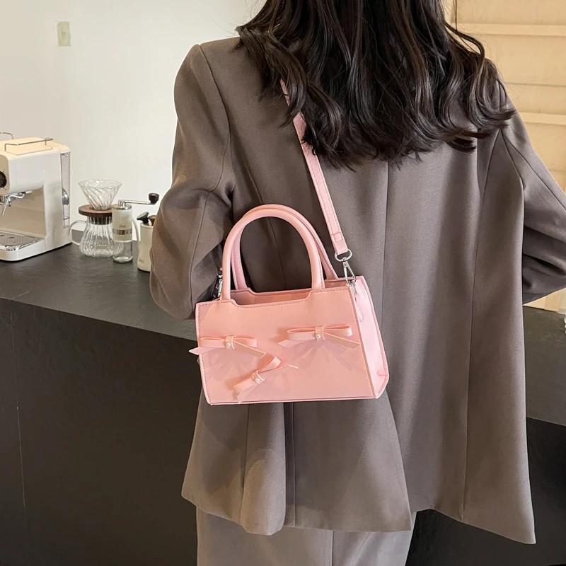Monochromatic PU shoulder bag for women  high-end arc  fashion pearl  crossbody bag