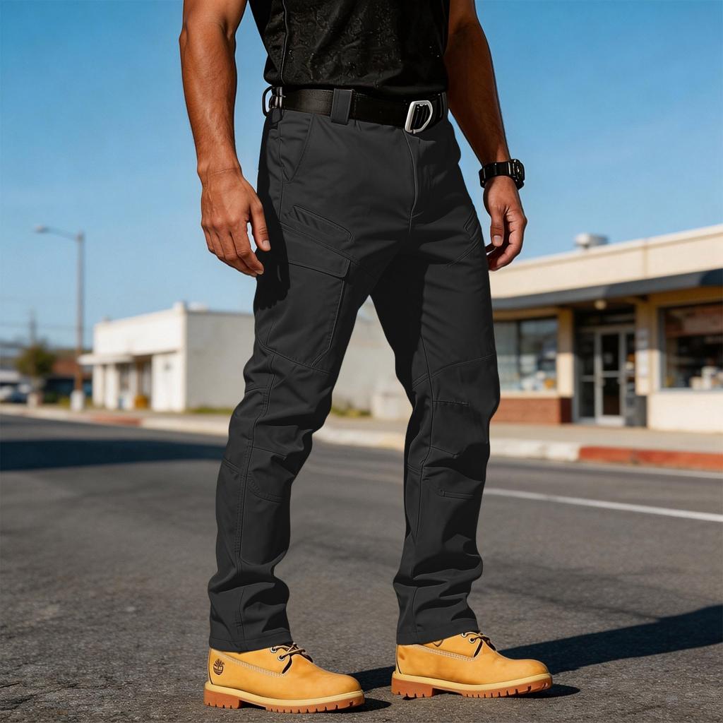Men's Multi-pocket Tear-resistant Fabric Work Pants For Outdoor Hiking And Casual Wear. (Without Waistband)