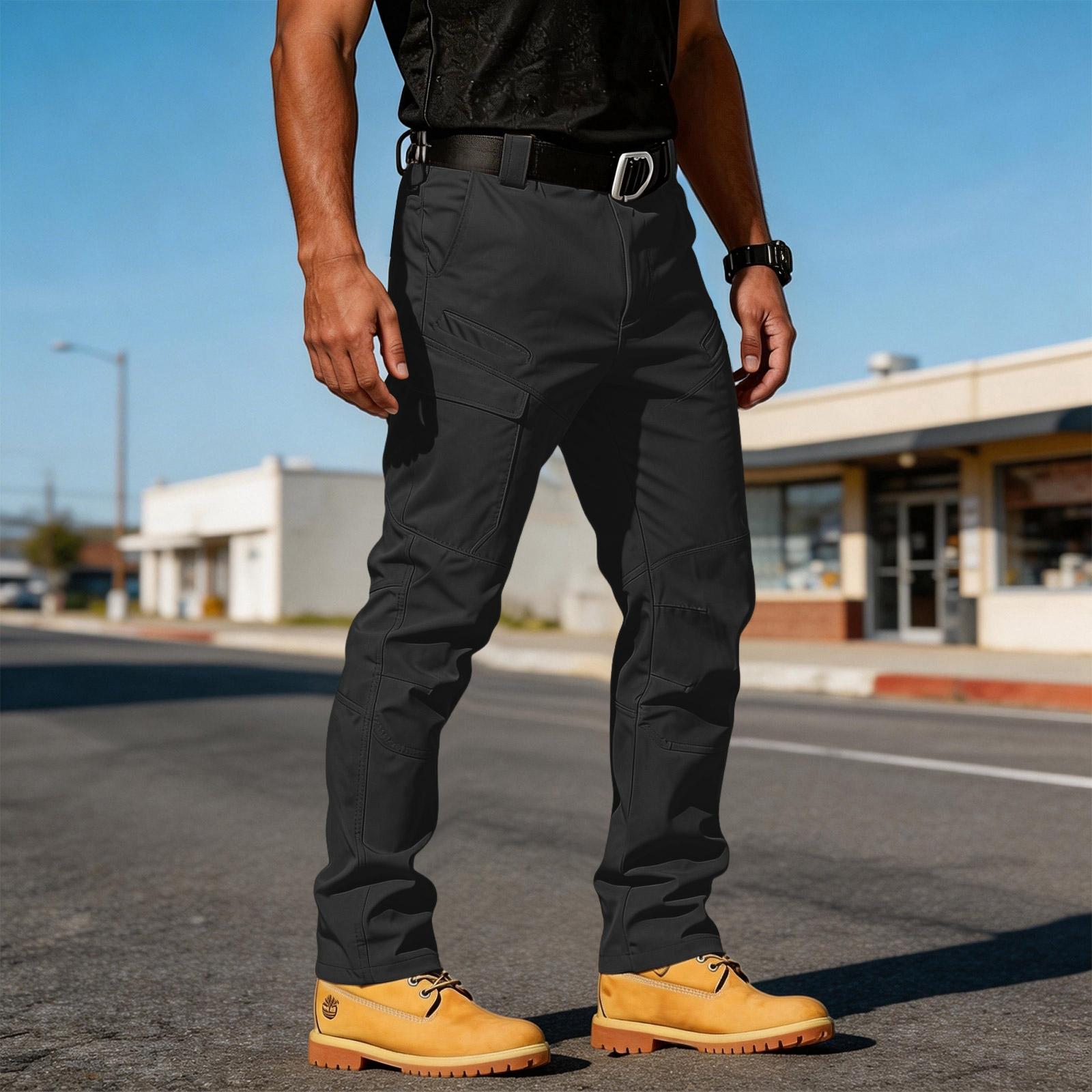 Men s Multi-pocket Tear-resistant Fabric Work Pants For Outdoor Hiking And Casual Wear. (Without Waistband) XXXL чёрный