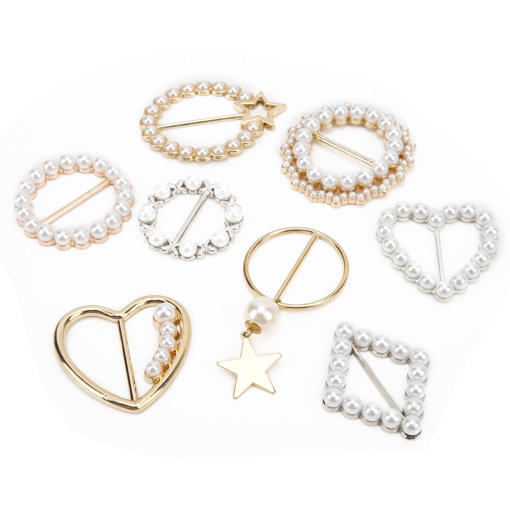 8 Stück Perlen Schal Schnalle Elegant Mode Glänzend Fest Stabil Simplistisch T-Shirt Clips