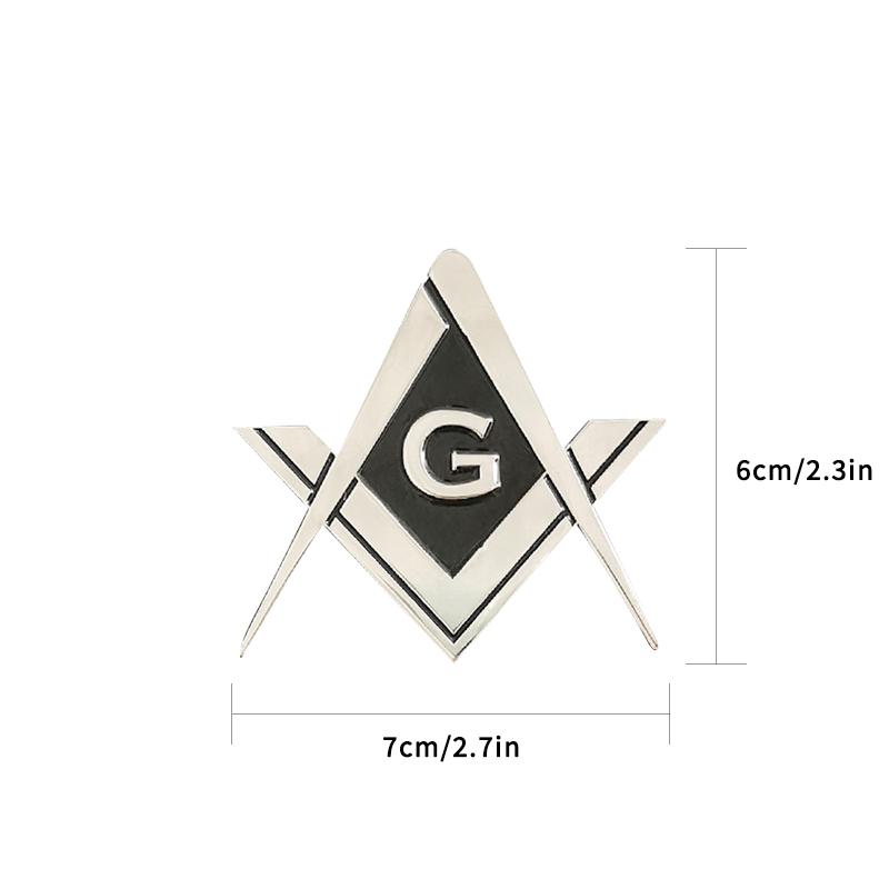 Masonic Car Emblem Plated Zinc Alloy Badge Freemasonry Symbol for Used Car Modification Souvenir One Size