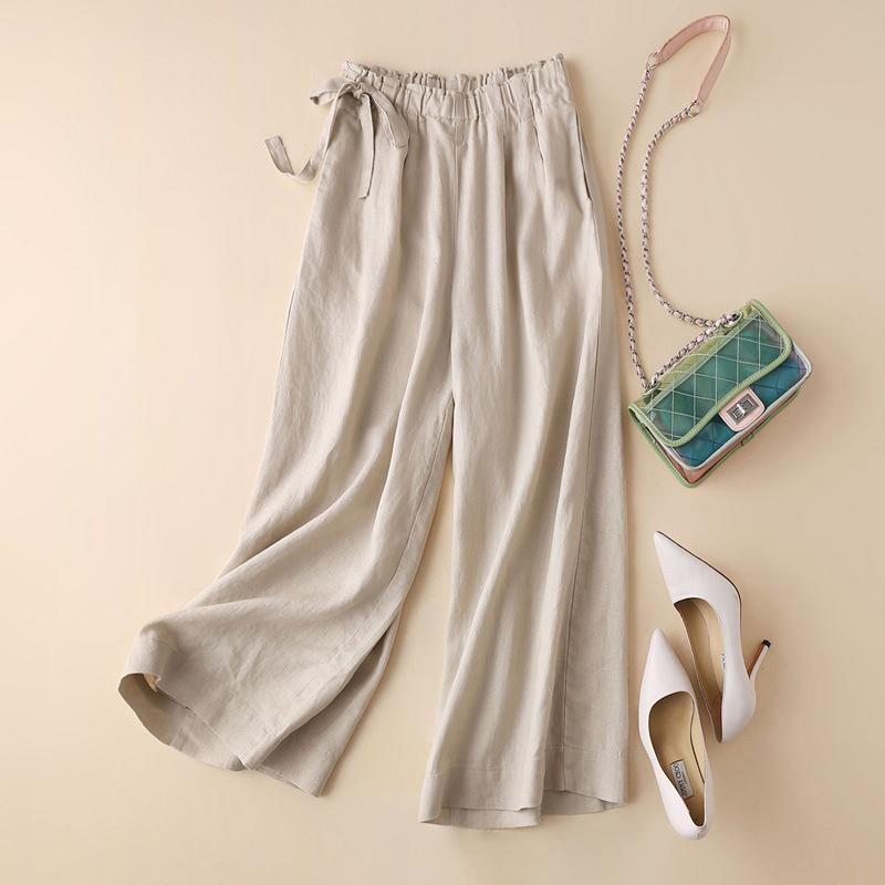High Waisted Wide Leg Pants Women's Side Straps Women