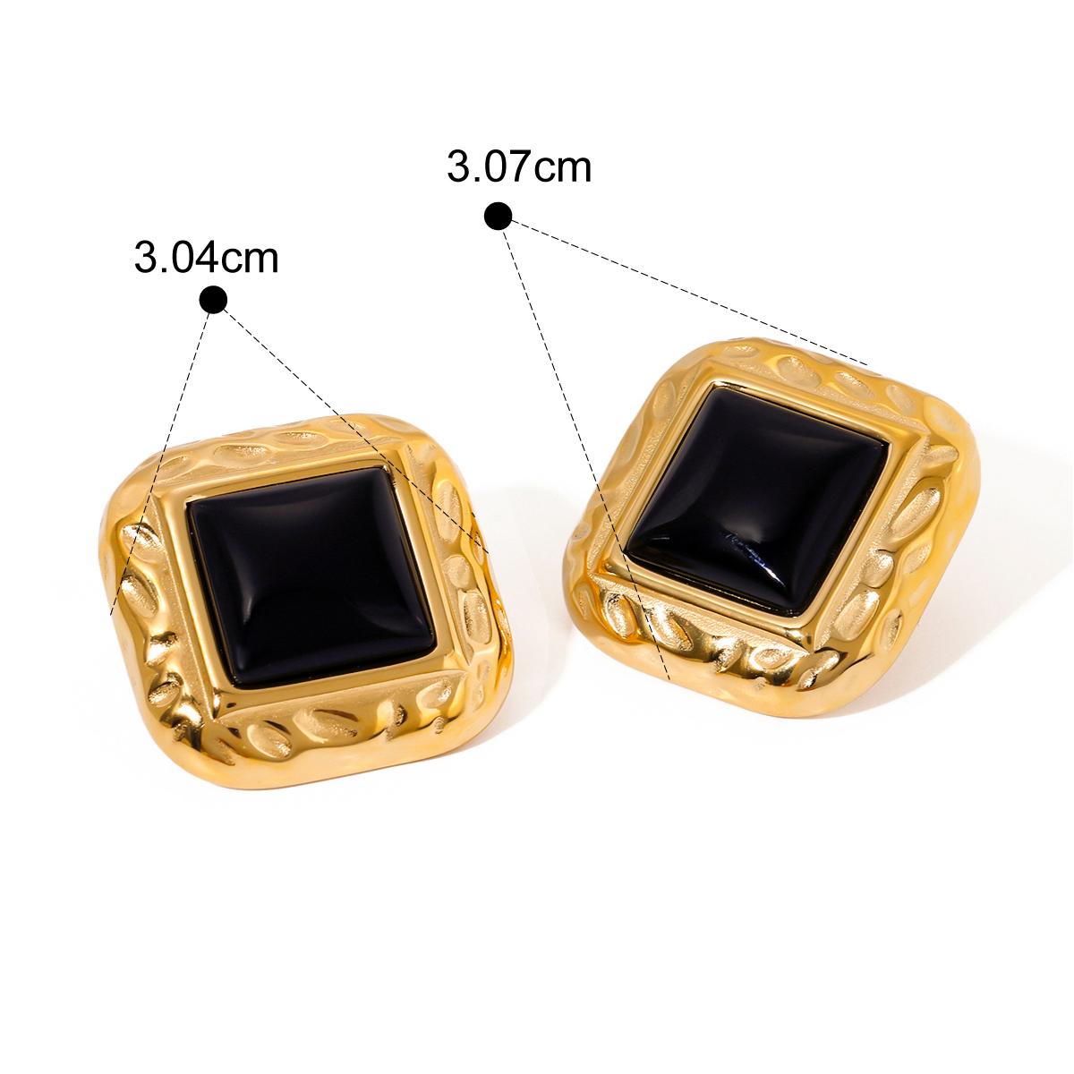 

Yori Stainless Steel Square Hammered White Agate Earrings 18K PVD Plated High Quality Charm Stylish Golden Jewelry чёрный