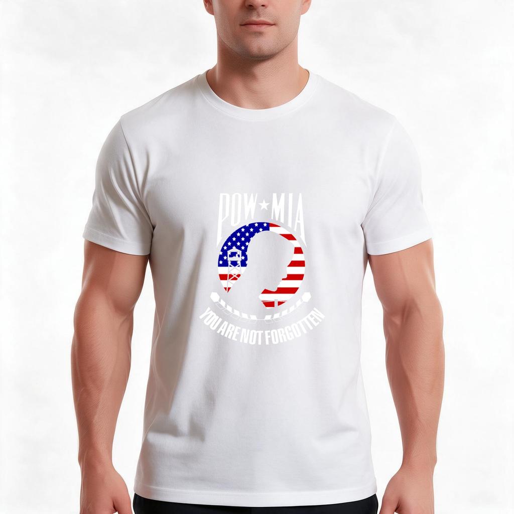 Pow Mia Shirt American Flag You Are Not Forgotten Tshirt Summer Casual Cotton Tee Oversized Streetwear Tops Unisex Unisex Unisex
