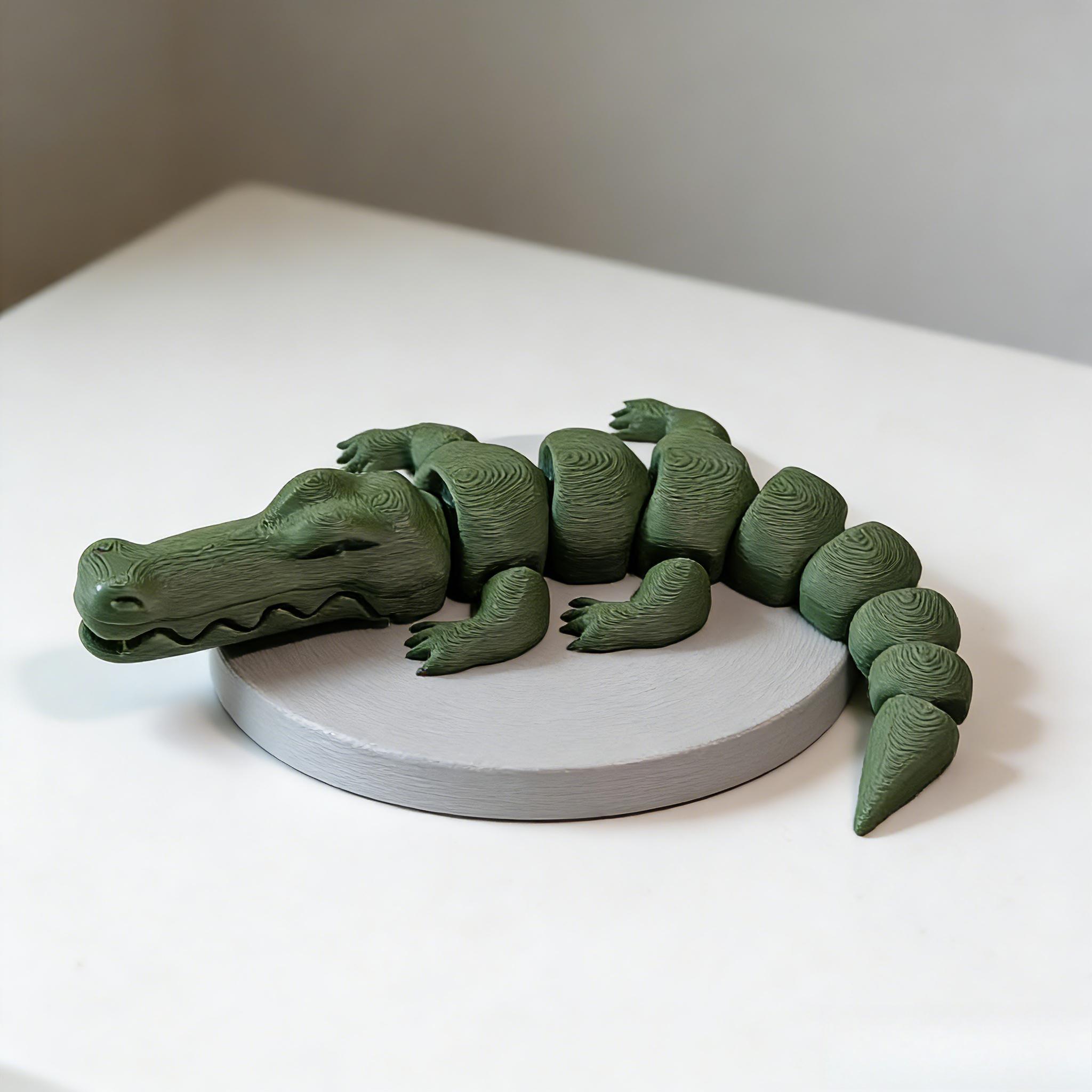 

3D Printed Articulated Crocodile Figurine Joint Mobility Home Office Desktop Decor Ornament Animal Statue Household Decor Gifts темно-зеленого