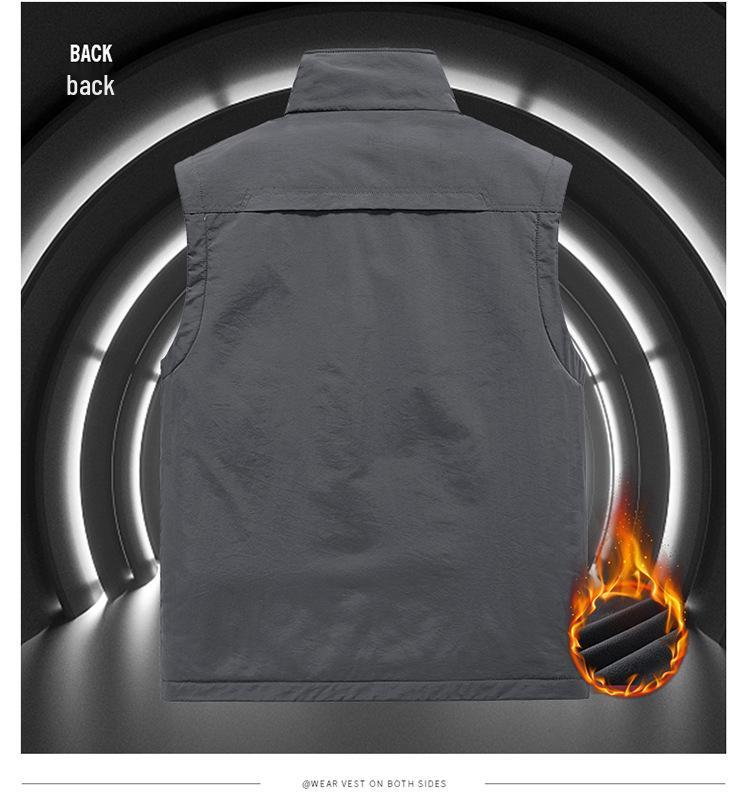 Wendbare Fleeceweste für Herren: Mehrere Taschen, dick gefüttert, für Herbst- und Winter-Outdoor-Arbeitskleidung