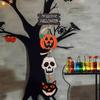 Halloween Front Door Hanging Pumpkin Witch Ghost Flags Sign for Halloween Home Haunted House Door Decorations