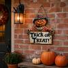 Halloween Hanging Decorations Trick or Treat Door Sign, with Scare Pumpkin Pattern, Indoor Outdoor Holiday Ornaments Vintage Style Wood Hanger,