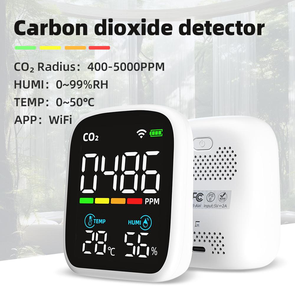 Portable LCD Air Quality Meter 3 In 1/8 In1 WiFi PM1.0 PM2.5 PM10 CO2 TVOC HCHO Temperature and Humidity Tester with Voice Alarm