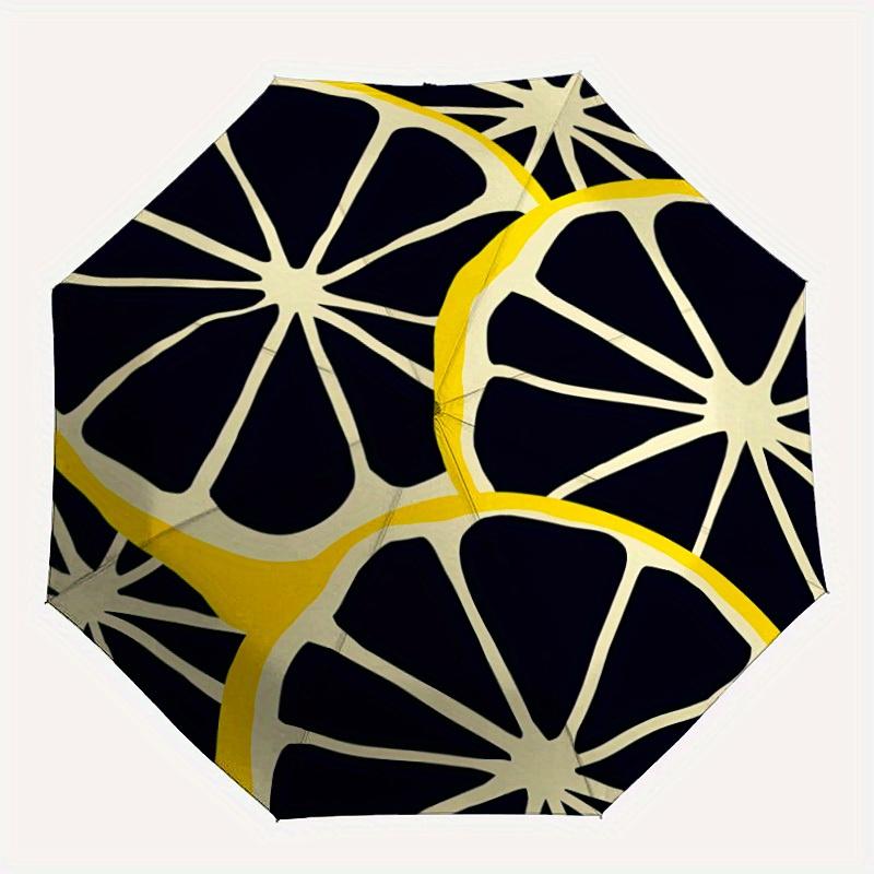 1pc Lemon Pattern Automatic Open/Close Umbrella with One Touch Button, Compact Folding Canopy, Sturdy 8 Rib Windproof Design   Lightweight  12
