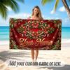 Christmas Theme Quick Dry Beach Towel Custom Name Text Print Large Sand Resistant Towel Beach Vacation