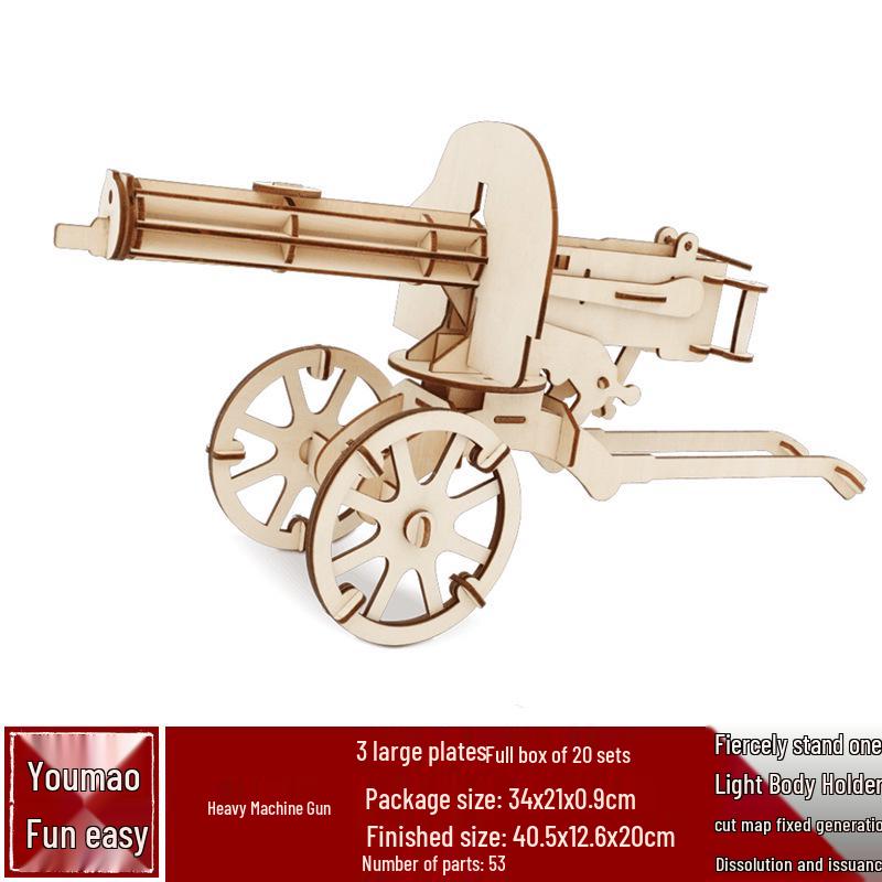 Handmade 3D Wooden Military Tank Model Puzzle for Children