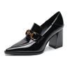 7912-2 Spring deep-mouth thick-heeled single shoes 2025 popular commuter uniform versatile pointed high-heeled small leather