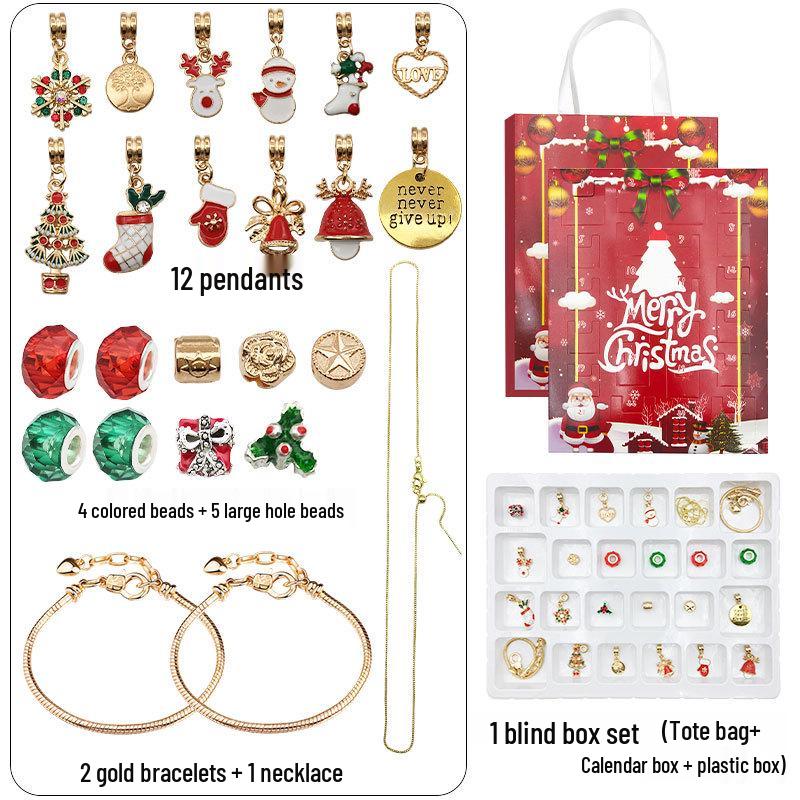 Caixa de Presente Surpresa Vermelha Transfronteiriça de Natal para Crianças - Calendário do Advento Cego Dourado/Prateado DIY
