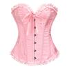 Women Corset Top Shapewear Waist Cincher Gothic Overbust Strapless Bra Ruffle Trim Lace-up Boned