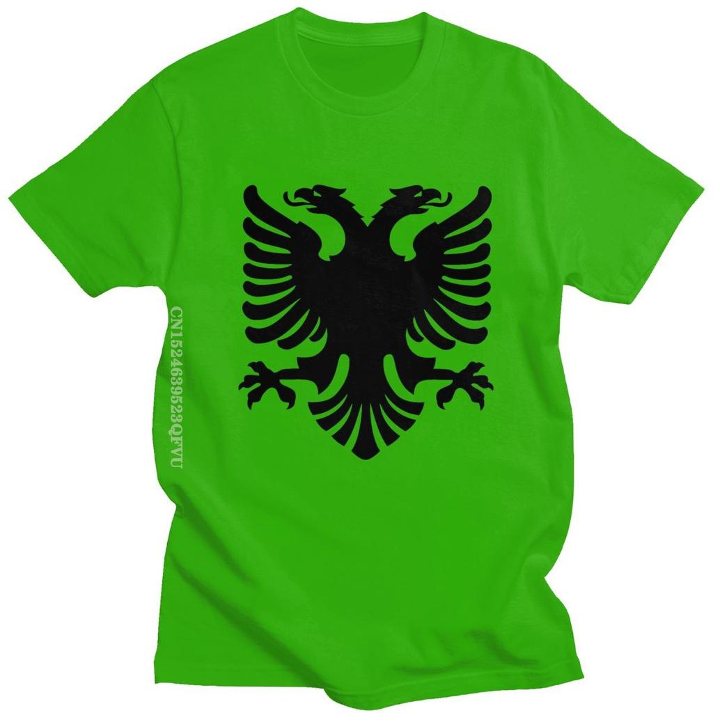Flag Of Albania Eagle Tshirts Men Cotton Albanian Pride Tee Tops Round Neck Kawaii T Shirt Streetwear Men Casual Tshirt