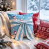 Bow Design Throw Cushion Case Snowflake Xmas Tree Pillowslip  Indoor Holiday Decoration