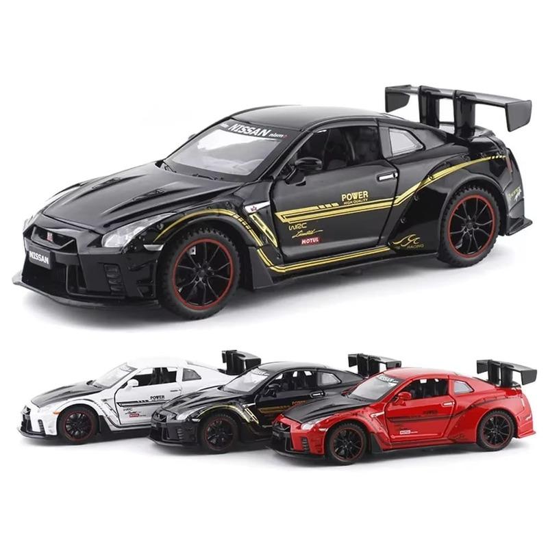 1:32 Nissan GTR R35 Modello di Auto da Corsa Simulazione Scala Macchinina Giocattolo per Bambini Lega di Alta Qualità Die Cast Macchinina Giocattolo Suono e Luce Regalo Auto per Ragazzo