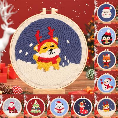 Weihnachts-Stickset Mit Mustern Anleitung Nadelspitze Kreuzstich-Sets Für Anfänger, Stickerei, Farbige Fäden Schere Weihnachtsdekorationen