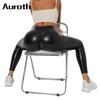 Auroth legginsy skórzane z wysokim stanem damskie spodnie PU seksowne spodnie push up plus size