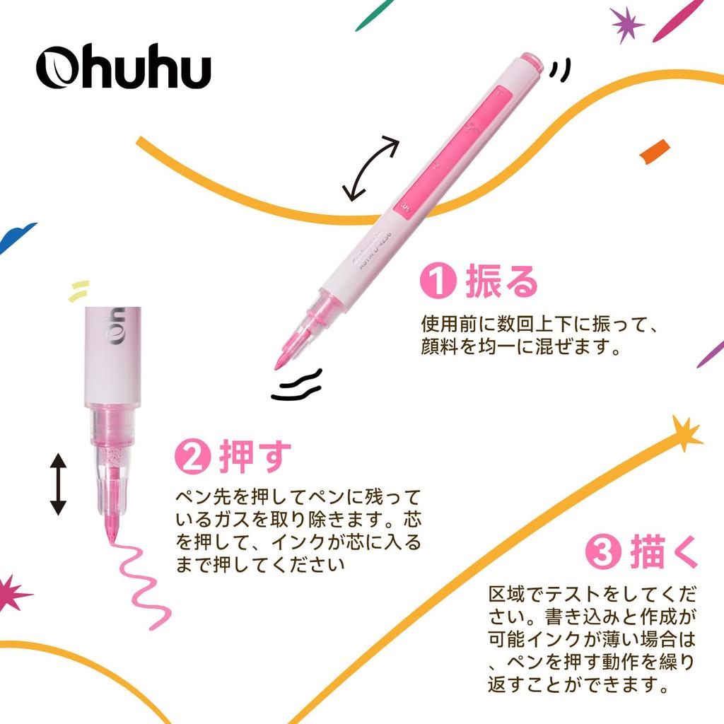 Ohuhu Acrylic Set In 24 Fine Point Medium Point Broad Point Fabric Pens for Gift Markers, 48-Piece Colors, 0.7mm, 1.8-2.5mm, 4mm, Bags, Metal, Stone,