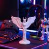 White Horned Angel 3D Print Statue Hand Carved Wings Art Piece for Home Office Thanksgiving Gift