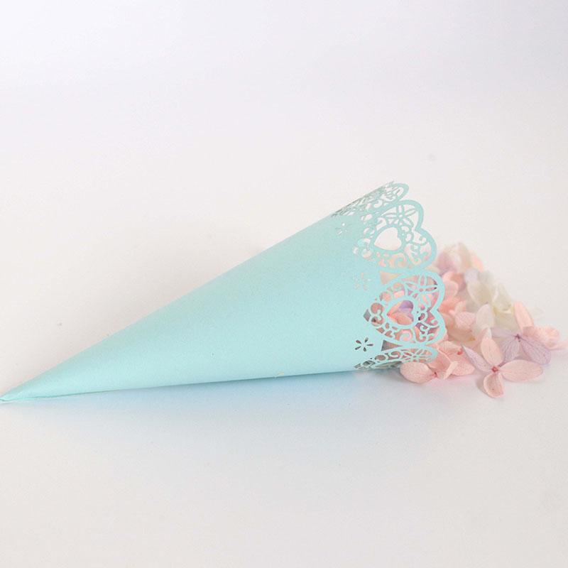 WTEMPO Laser Cutout Flower Tube 50pcs DIY White Love Heart Conical Paper Lace Perfect for Wedding Birthday Party Decorations