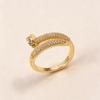 Anello aperto in oro con strass regolabile - Accessorio da donna stile celebrità di internet di lusso leggero