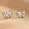 1 Pair, Fashionable, Inlaid with Synthetic Zircon, Exquisite and Versatile, Butterfly Stud Earrings.