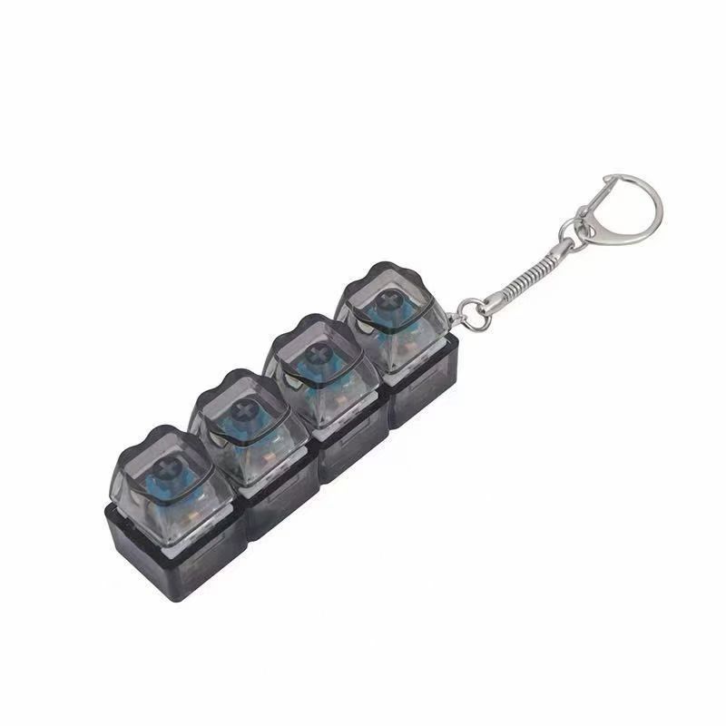 Pure Transparent Four-Button Explosive Decompression Button Luminous Keychain Pendant One-Word Four-Button Black And White Color Toy 1PCS