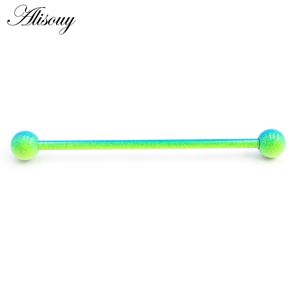 Alisouy 2PC Candy Backfarbe Edelstahl Kugel Ohrring Piercing Industrial Barbell Bar Gerüst Ohrknorpel Helix Schmuck