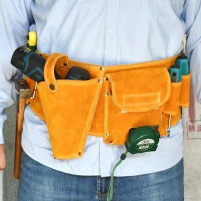 Multi-function Waist Bag Hardware Tool Repair Kit Organizer Electricians Tool Bag Cow Leather Storage Bag for Workers