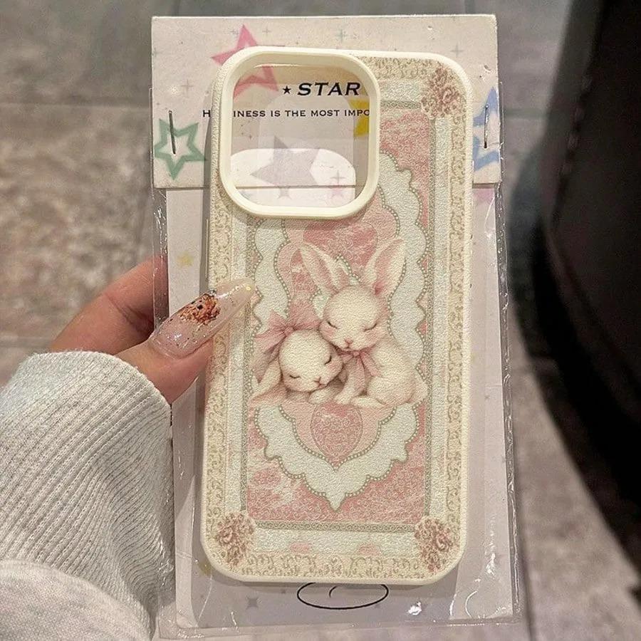 Elegant Sweet Bow Bunny Case For Samsung S25 S24 S23 Ultra FE A56 A55 A53 A54 A34 A16 A35 A36 A26 A05S A06 A07 A15 A17 Cover