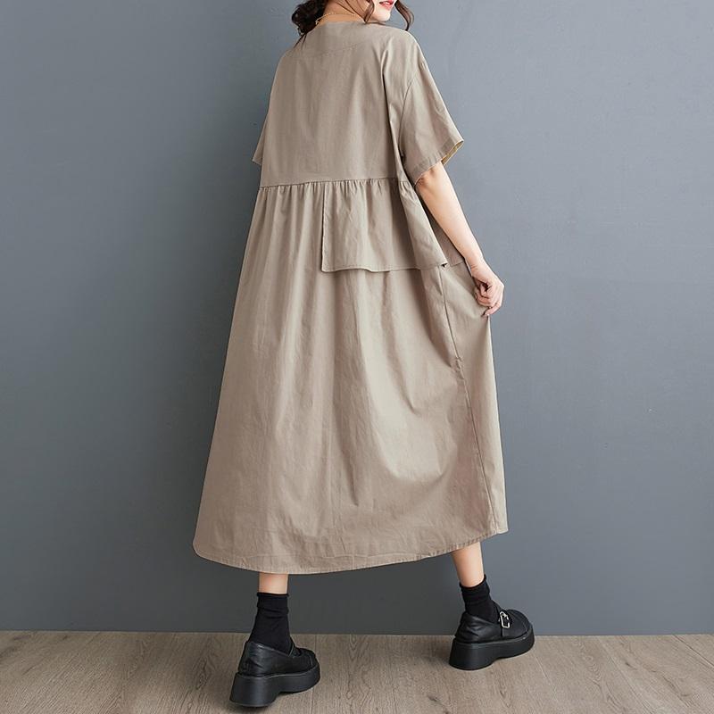 Krótki rękaw Plus rozmiar Bawełna vintage nowe sukienki dla kobiet swobodna luźna długa letnia sukienka