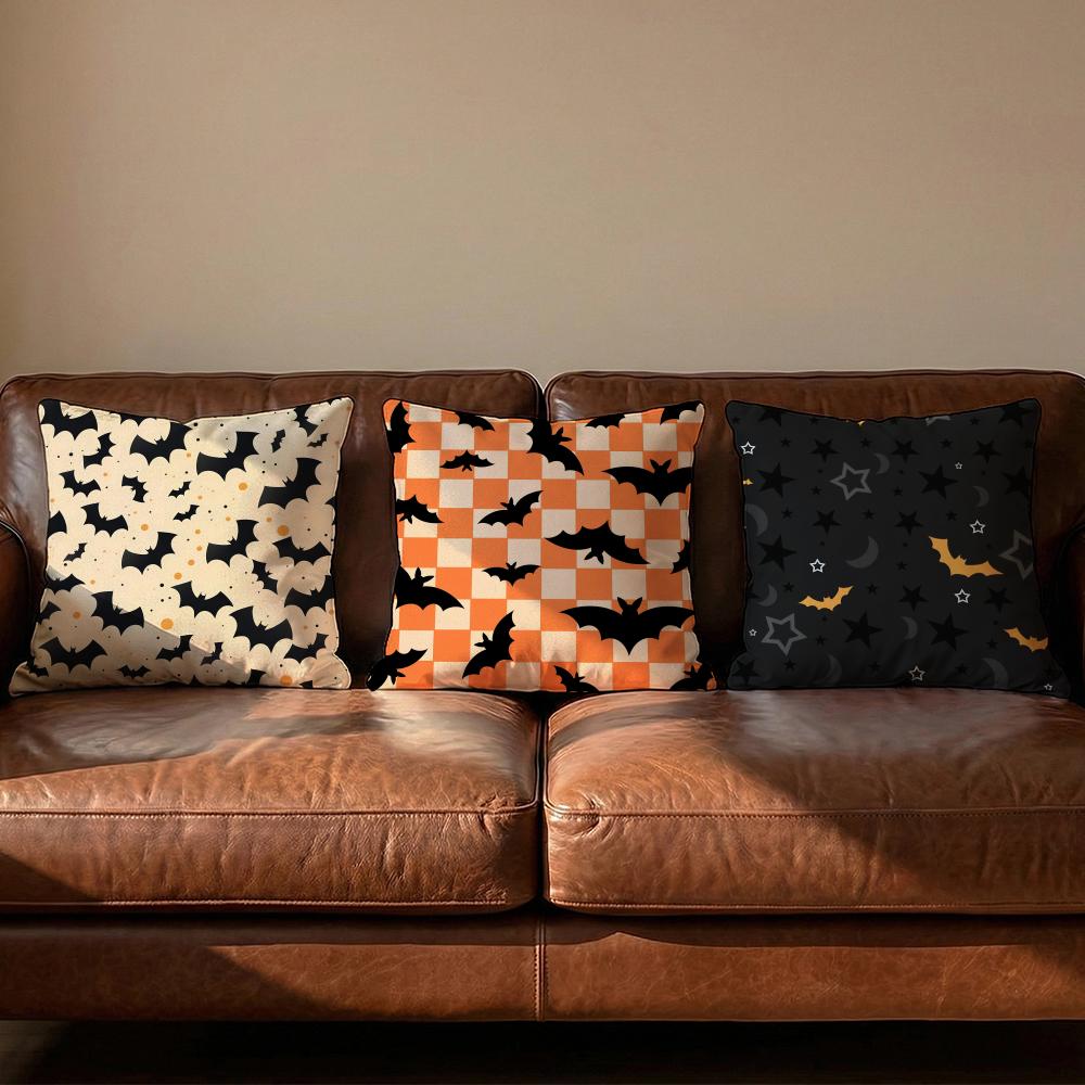 Halloween Scary Bats Cushion Cover Soft Reversible Durable Pillow Cover MultiScene Use for Home Car Daily Comfort