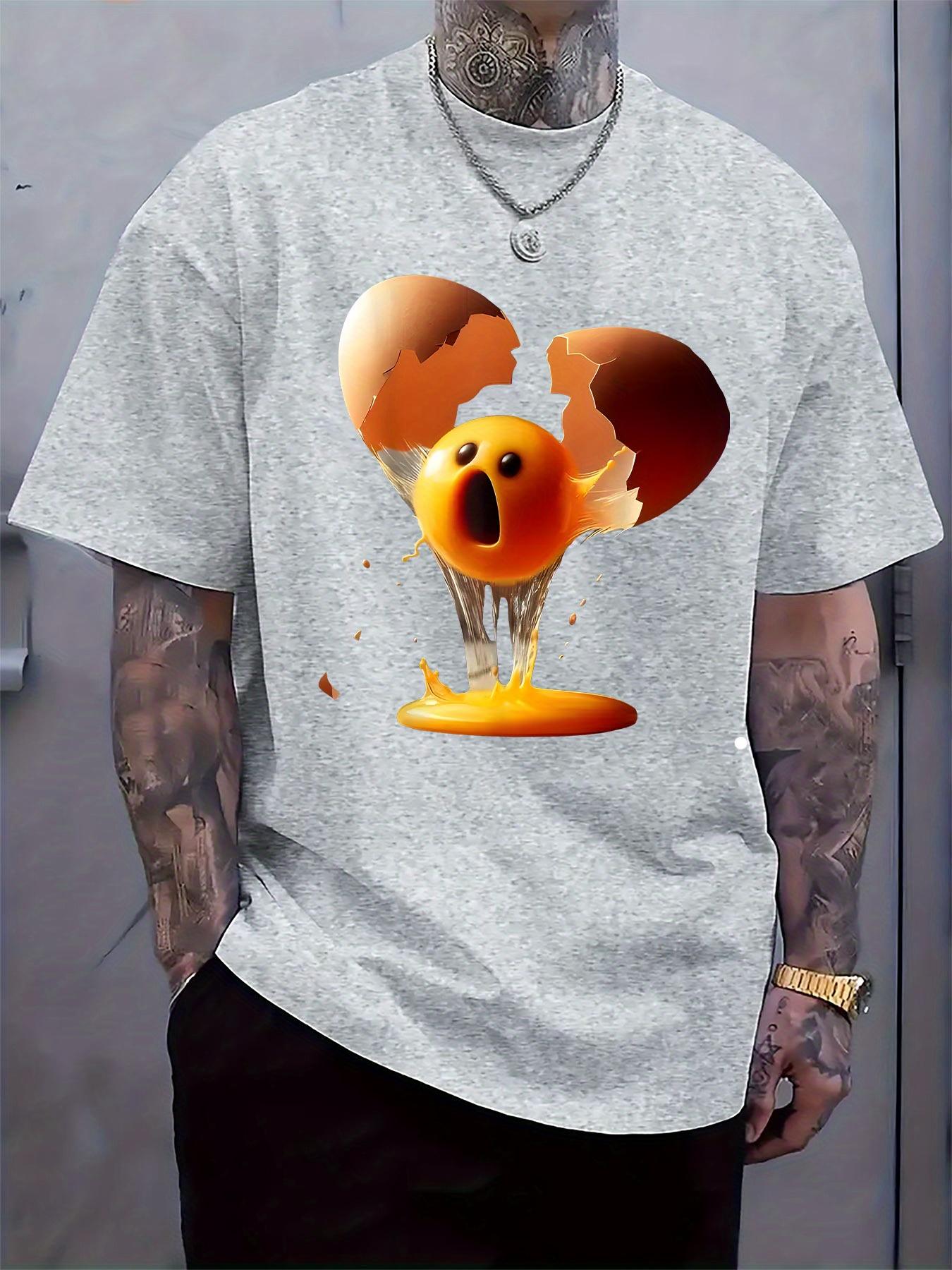 Casual Graphic Tshirt with Playful Egg Yolk Print - Short... XXXXL