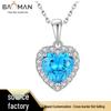 Herzförmige Aquamarin Zirkon Schlüsselbein Kette, S925 Sterling Silber, Frischer Mori Stil Damenschmuck