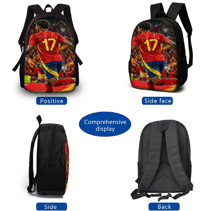 Set Zaino 3 Pezzi con Fantasia Stella del Calcio – Zaino Casual ad Alta Capacità con Pochette e Borsa a Shopper Abbinate, Perfetto per l'Uso Quotidiano
