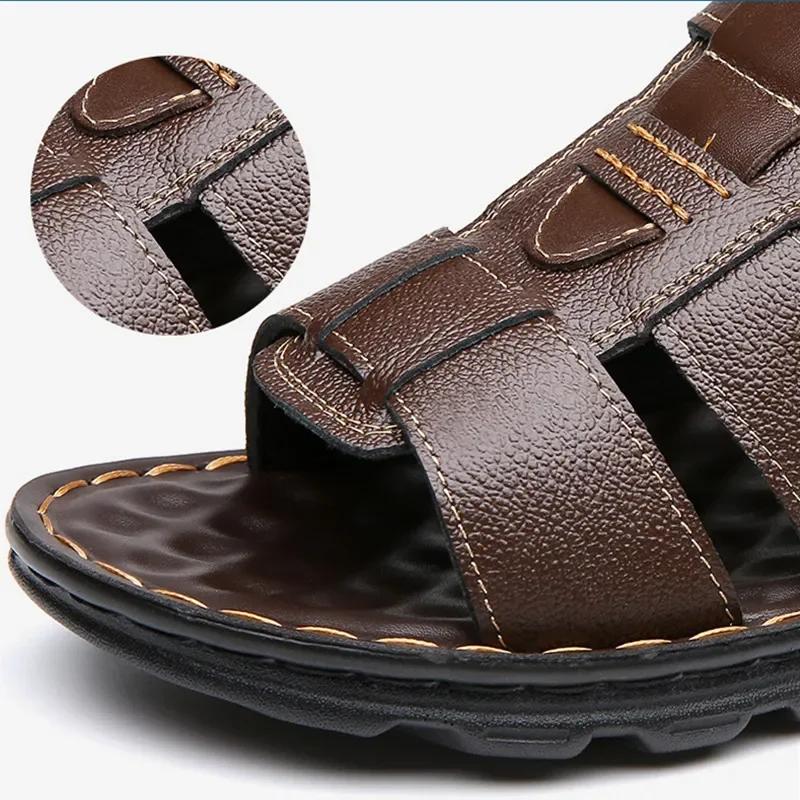 Whoholl Brand Patent Leather Men Shoes Summer New Large Size Men's Sandals Men Sandals Fashion Sandals Slippers Big Size 38-44