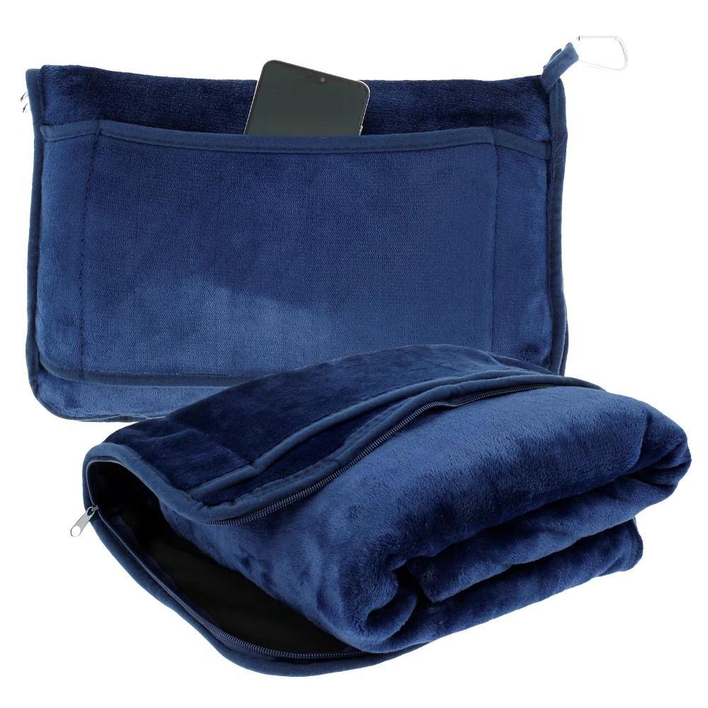 Warm Travel Pillow and Blanket Set Foldable Soft Throw Pillow Multifunctional Nap Quilt  Camping