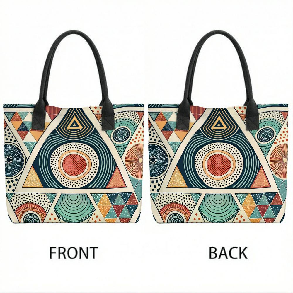 Bohemian Geometric Pattern Tote Bag for Women Large Capacity Daily Shoulder Handbag Casual Commute Purse