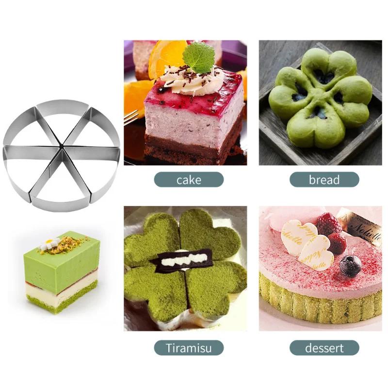 Round Thousand-layer Mousse Cake 6 Equal Slicer Stainless Steel Cake Cutting Mold Divider Baking Tool Cake Making Accessories