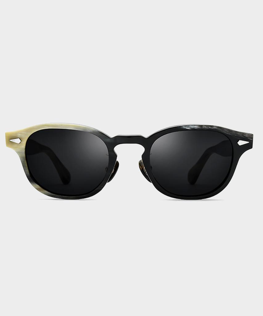 Lingkeonpeuleim Buffalo Horn Arnel Acetate Sunglasses Black