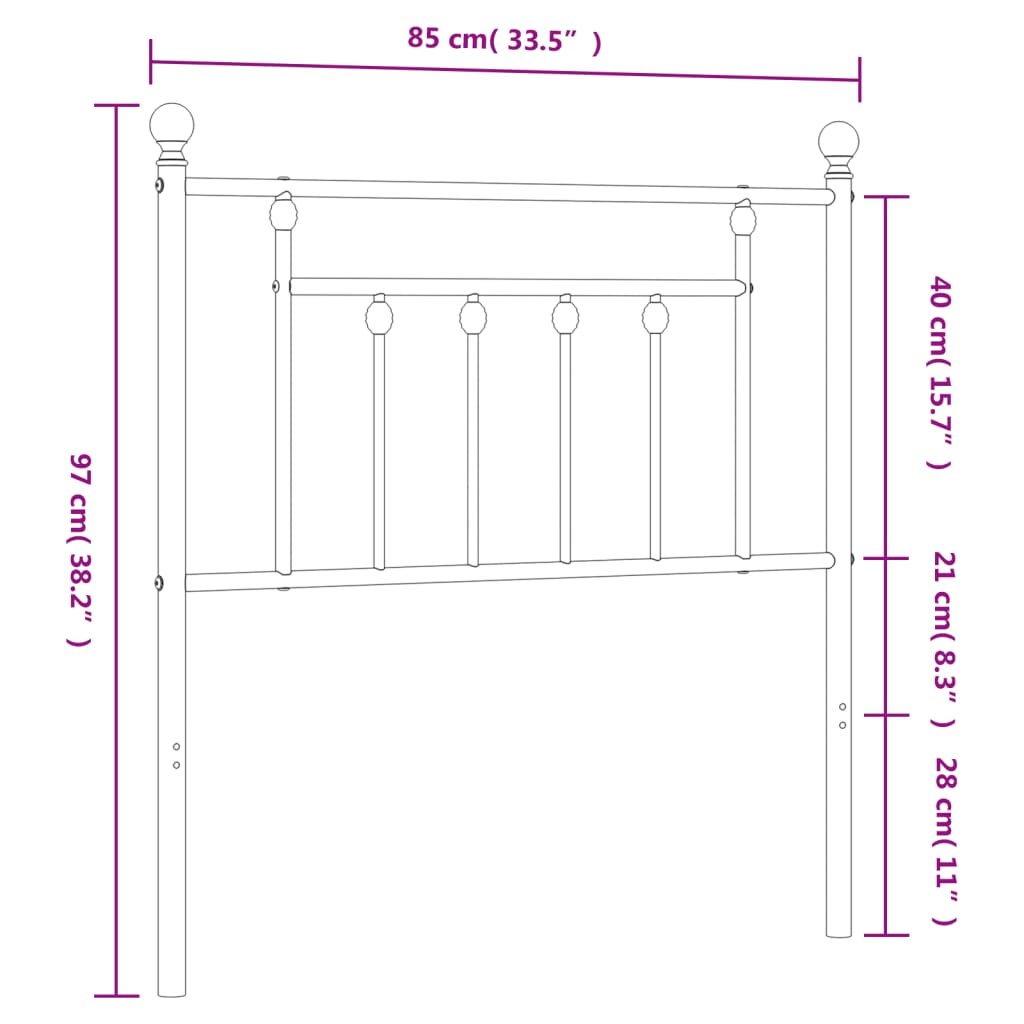 Vidaxl Metalowe Wezgłowie, Białe, 80 Cm