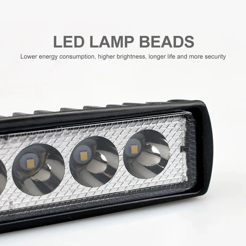 18w 6 LED-arbeidslys for bil Høyt lysende spotlight Universal Offroad Bil Lastebil Kjøring Tåke Frontlykter DRL Kjørelampe 12V