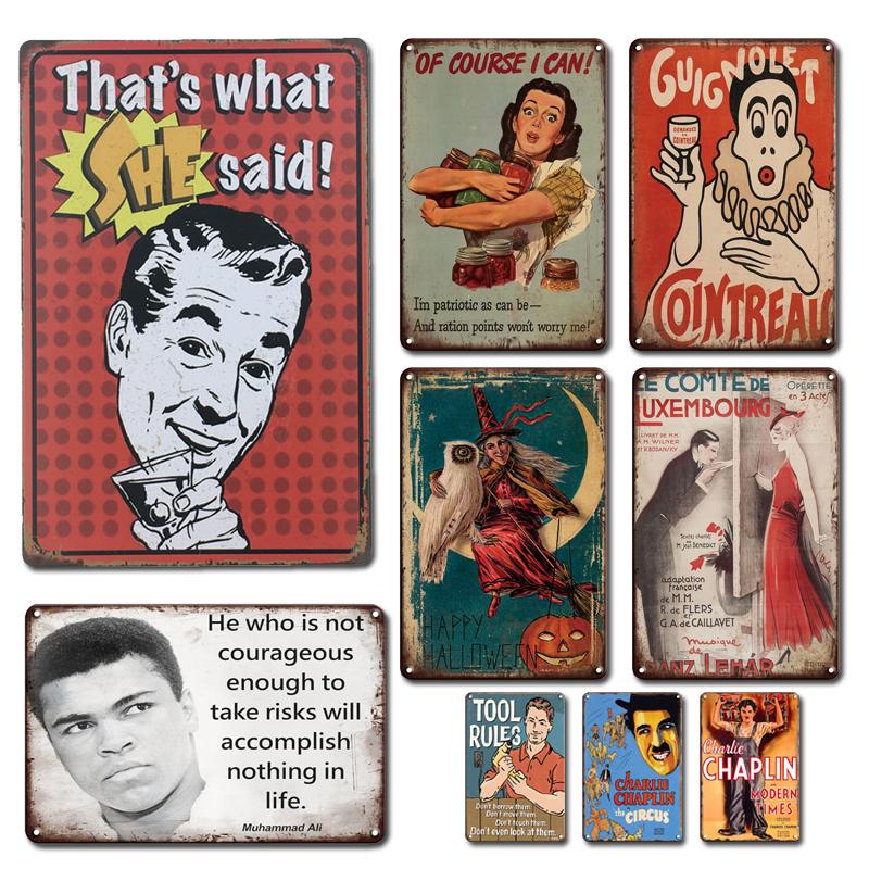 

Столовая Украшение стен Металл жестяной знак Винтажный художественный плакат Металлическая живопись Пластина Инструмент Правила Мемориальная доска Человек Пещера Домашний декор